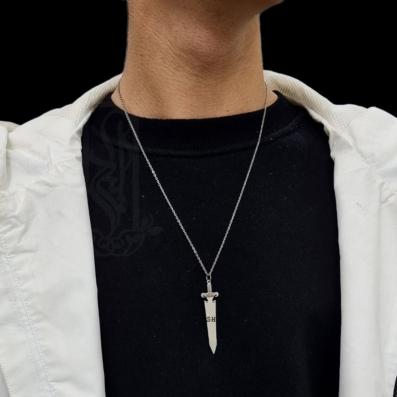 گردنبند نقره مردانه لیردا مدل حرف SH کد 72505