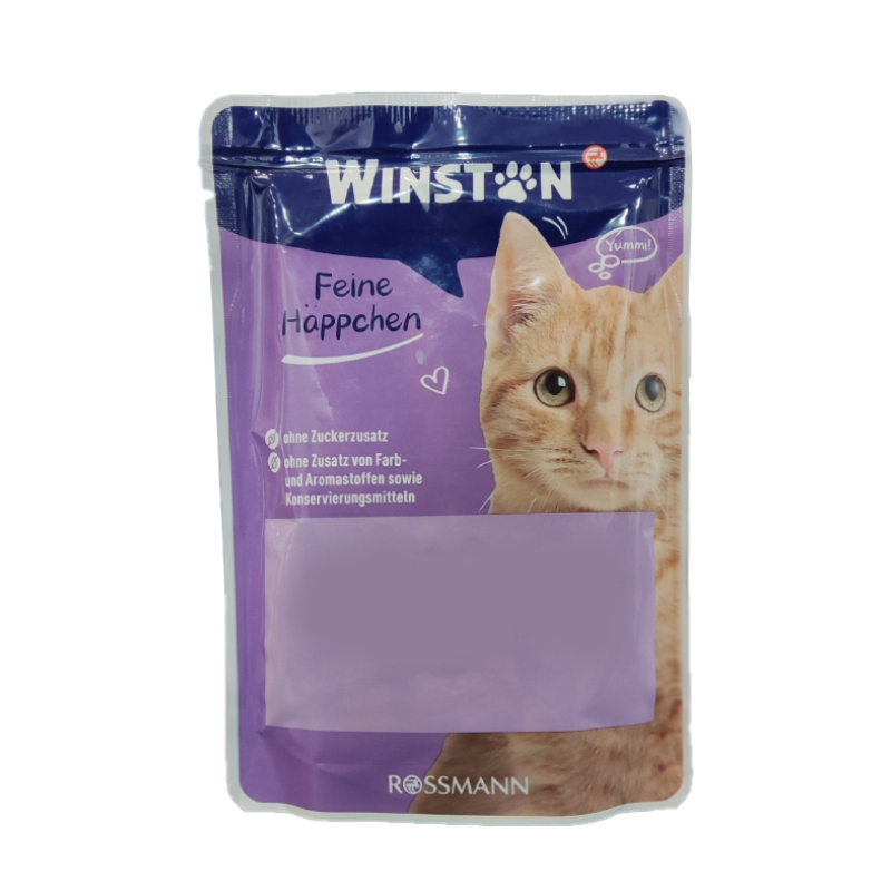 پوچ گربه بالغ وینستون مدل geflugel طعم مرغ و پرندگان در سس هویج وزن 100 گرم