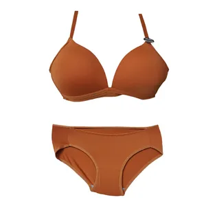 ست شورت و سوتین زنانه مدل 234 بدون فنر رنگ قهوه ای