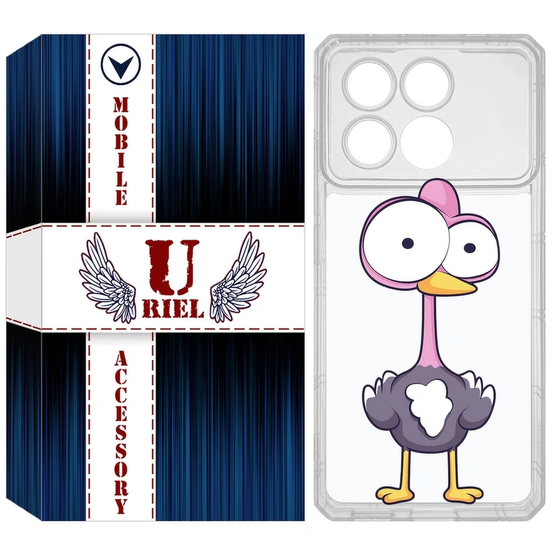 کاور یوریل مدل Clear کد 43 طرح شترمرغ مناسب برای گوشی موبایل شیائومی Poco X6 Pro