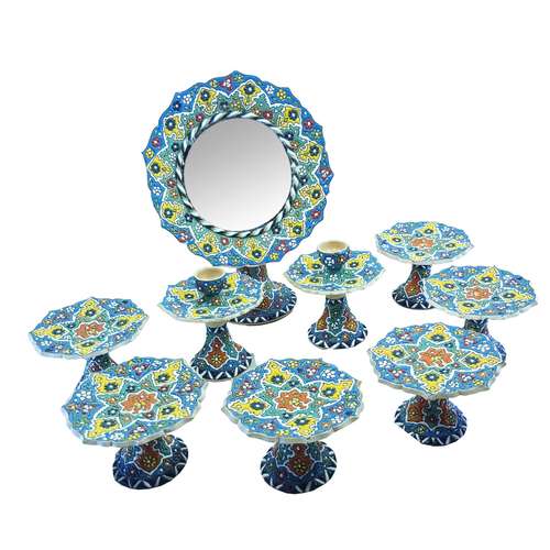  مجموعه ظروف هفت سین 9 پارچه مدل میناکاری کد HSSM11