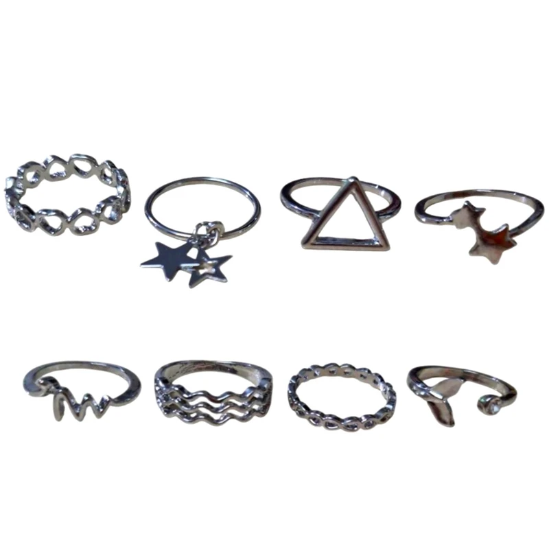 انگشتر زنانه مدل ستاره کد 01 بسته 8 عددی