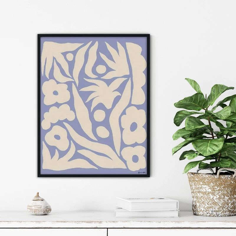 تابلو آتریسا طرح گل و گیاه مدرن مدل ATFF256 فریم مشکی