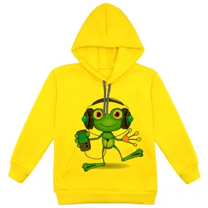 هودی پسرانه مدل قورباغه و هدفون F46 رنگ زرد