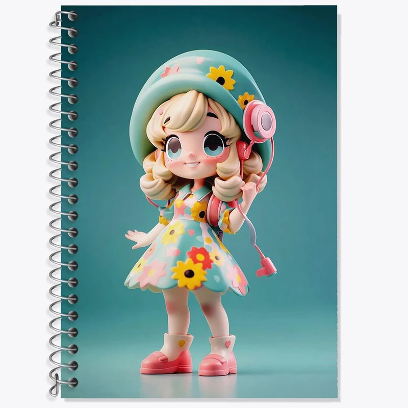 دفتر زبان 50 برگ خندالو مدل دو خط طرح دخترانه کد 28815