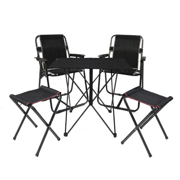 میز و صندلی تاشو سفری تکسپود مدل تسمه دار ضربدری 04 بسته 5 عددی