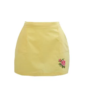 دامن زنانه مدل شماره دوزی رنگ زرد