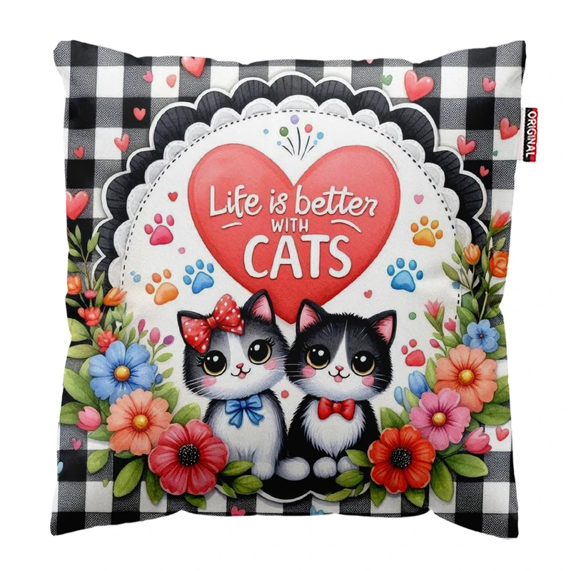 کوسن پاد آفرین مدل گربه کیوت بامزه فانتزی کد PK401941 سایز 40*40 سانتی متر