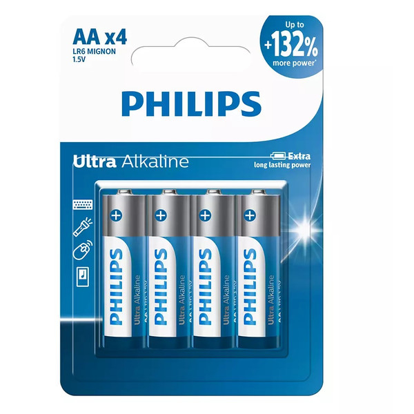 باتری قلمی فیلیپس مدل Ultra Alkaline LR6E4B/40 بسته چهار عددی