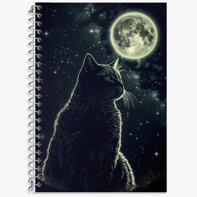 دفتر زبان 50 برگ خندالو مدل دو خط طرح گربه (Cat) کد F984