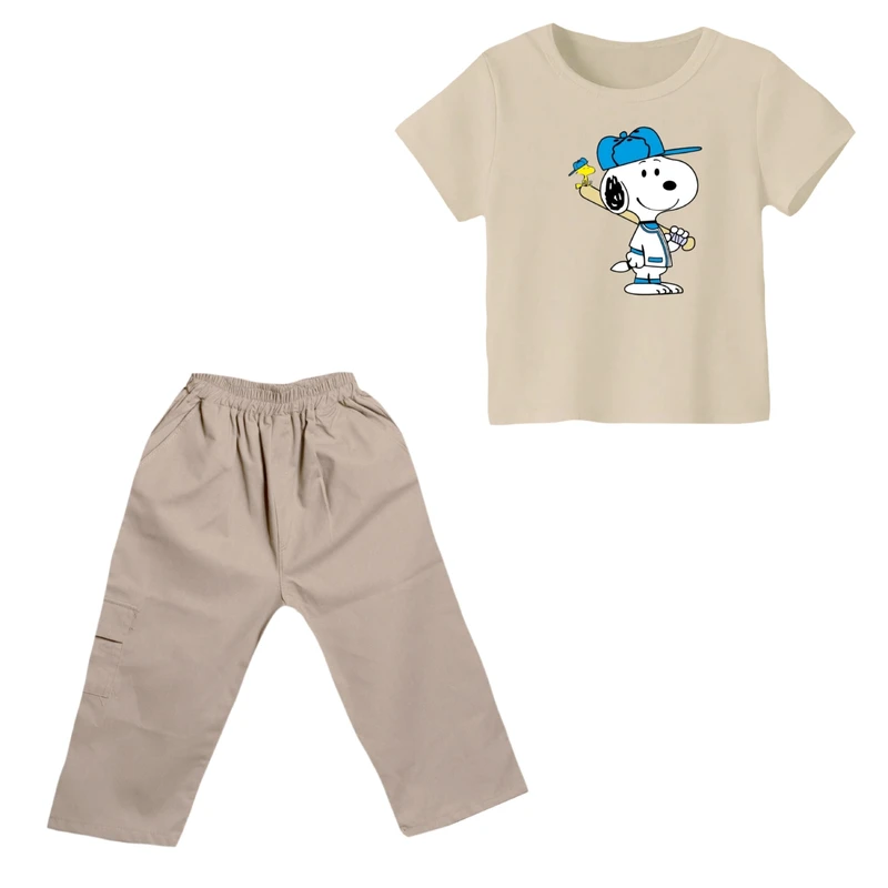 ست تی شرت و شلوارک پسرانه مدل اسنوپی کد ۴۱