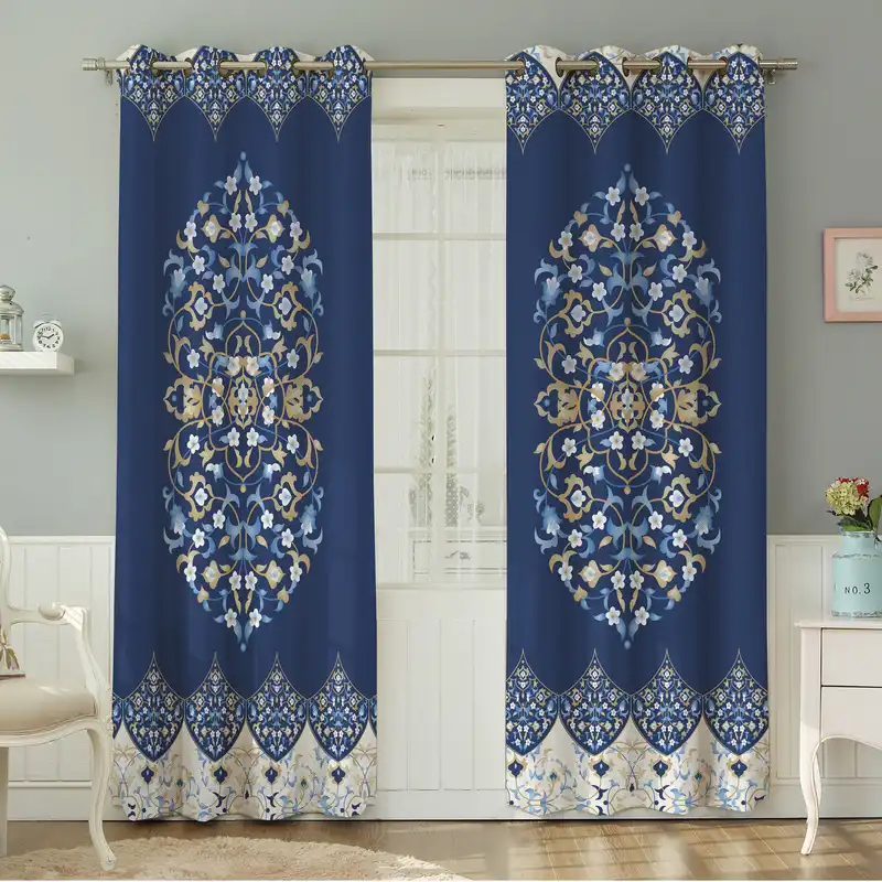 پرده نیروانا طرح سنتی مدل مخمل کد 8952 سایز 140×280 سانتی متر