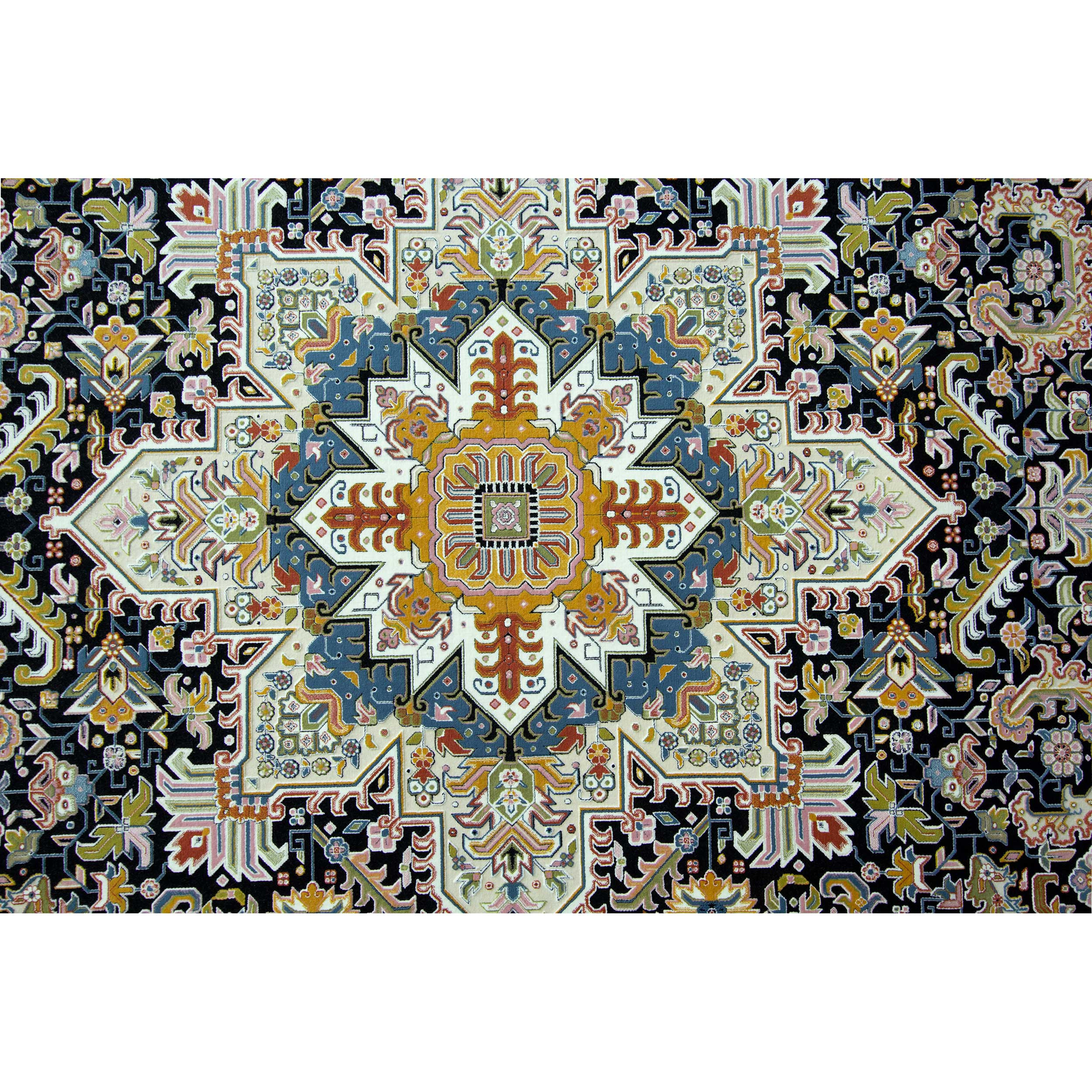 فرش ماشینی آذردکور طرح هریس 1200شانه  زمینه مشکی