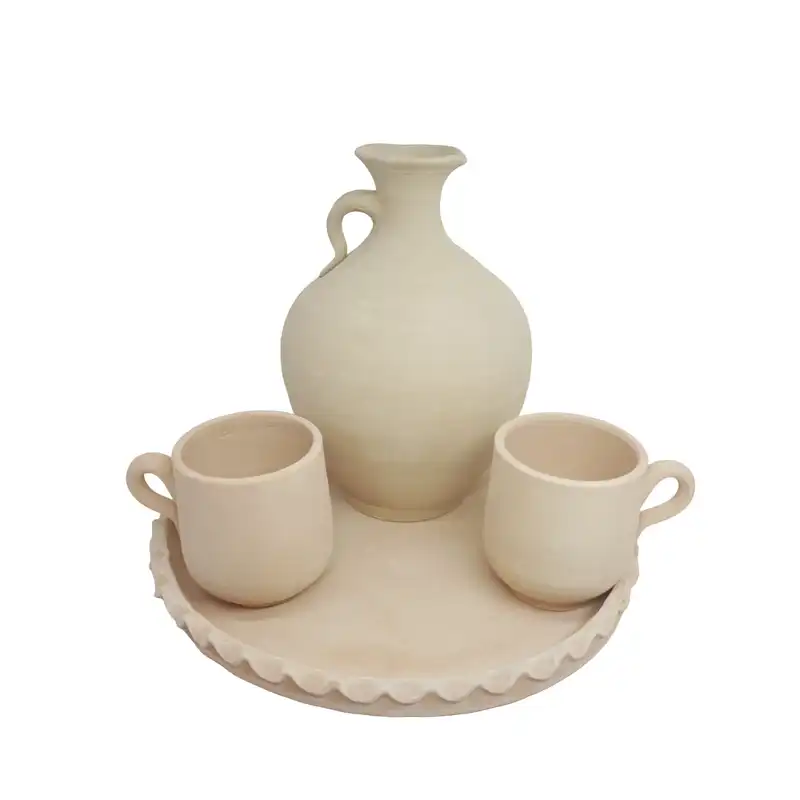 ست 4 تکه کوزه و لیوان سفالی مدل یخچالی