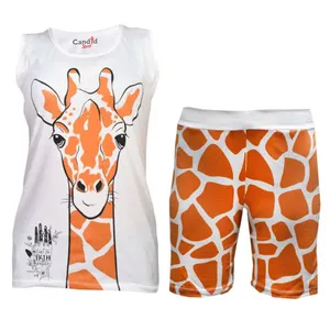 ست تاپ و شلوارک دخترانه مدل زرافه کد 57