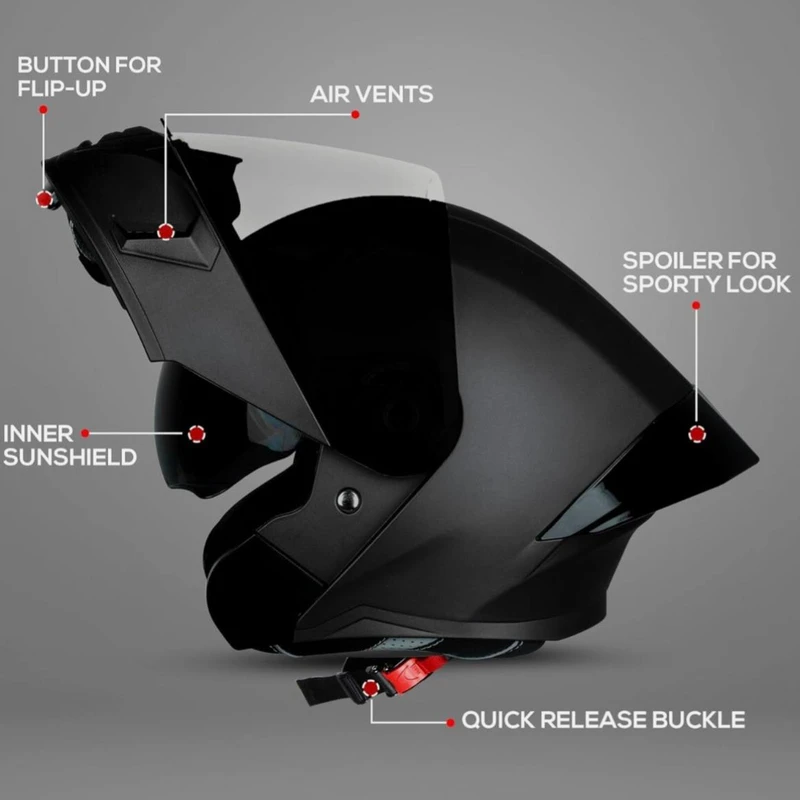 عکس شماره 18 : کلاه کاسکت فک-متحرک استیل برد مدل sb20 matt به همراه طلق دودی