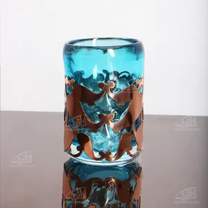 لیوان شیشه گری فوتی آرانیک مشبک مس‏‏‏آبی‏ مدل 1017100003