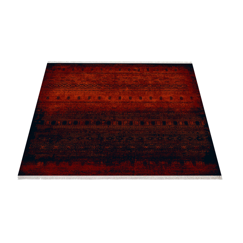 فرش ماشینی 400 شانه زانیس زمینه قرمز لاکی حاشیه سرمه ای مدل وینتیج لاکی