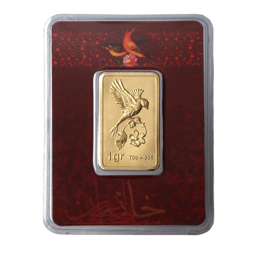 شمش طلا 24 عیار خانه سکه ایران مدل نقش برجسته  گل و بلبل -  - 1