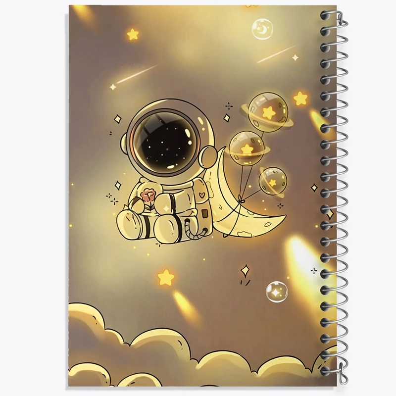 دفتر ژورنال نویسی 50 برگ خندالو مدل نقطه ای طرح فضانورد کیوت کد N4104