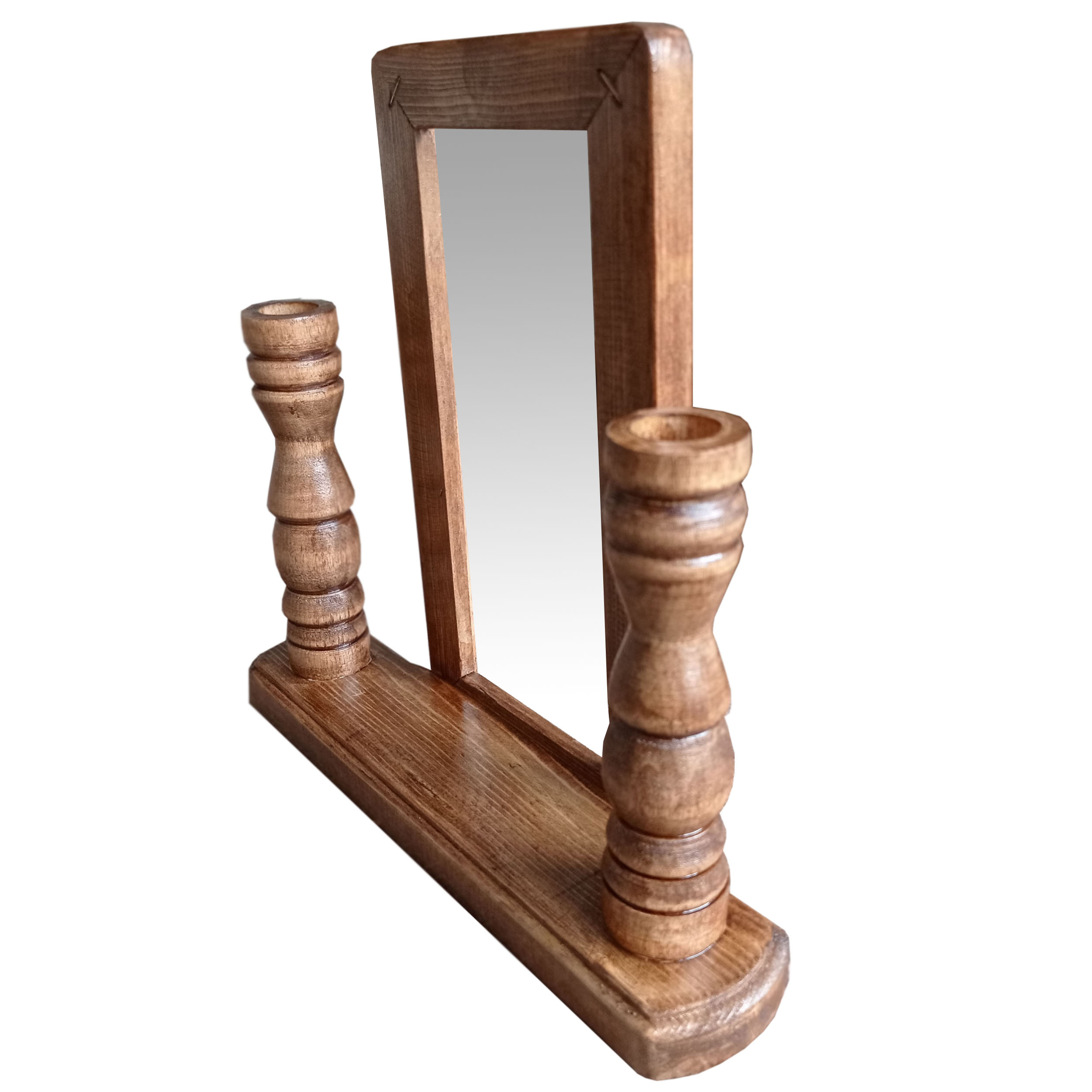 آیینه و شمعدان چوبی مدل شمشاد 2