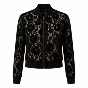 Women’s Velvet Floral Lace Bomber Jacket