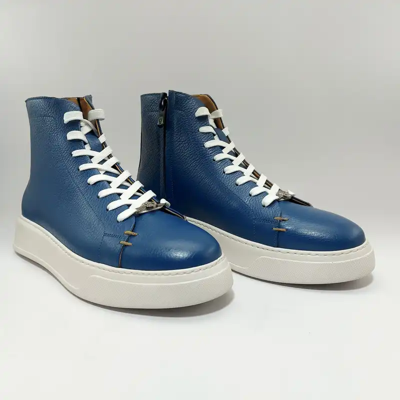 نیم بوت زنانه کرمانی مدل چرم دستدوز فلوتر کد 650 رنگ آبی