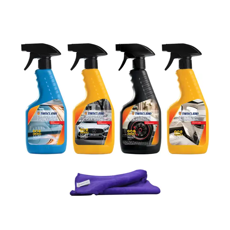 مجموعه اسپری کارواش بدون آب تام کلین مدل TC-007 مجموعه 5 عددی به همراه دستمال