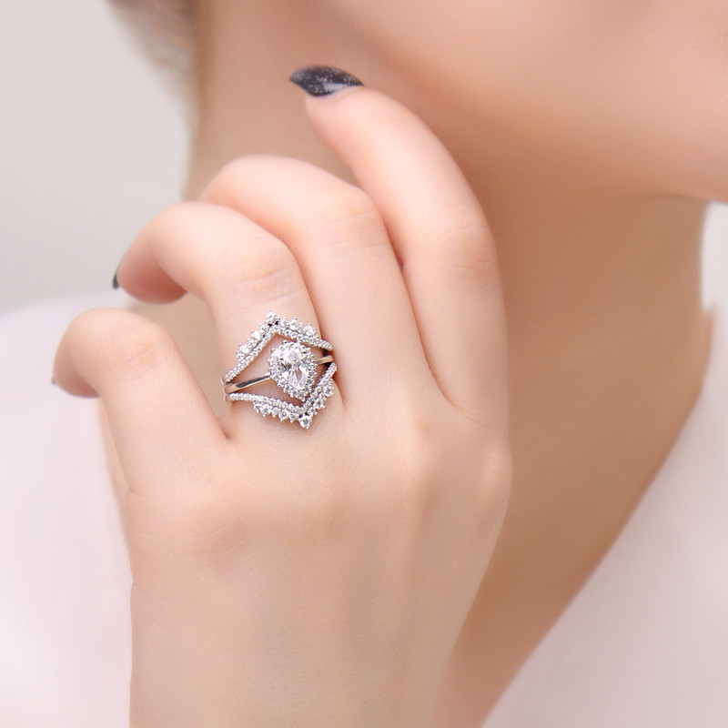 انگشتر نقره زنانه مدل RE R17 بسته 3 عددی