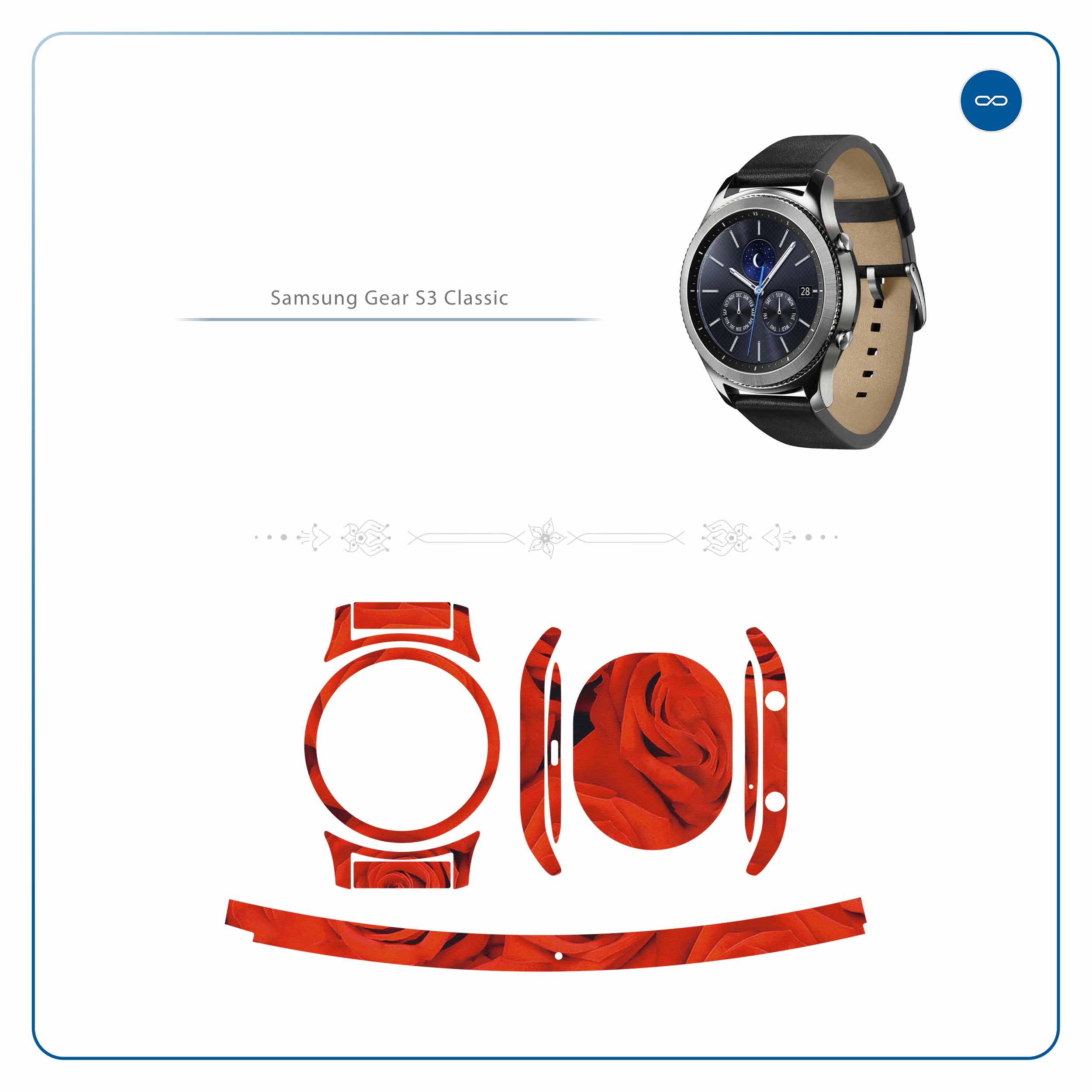 برچسب ماهوت طرح Red-Flower مناسب برای ساعت هوشمند سامسونگ Galaxy Gear S3 Classic