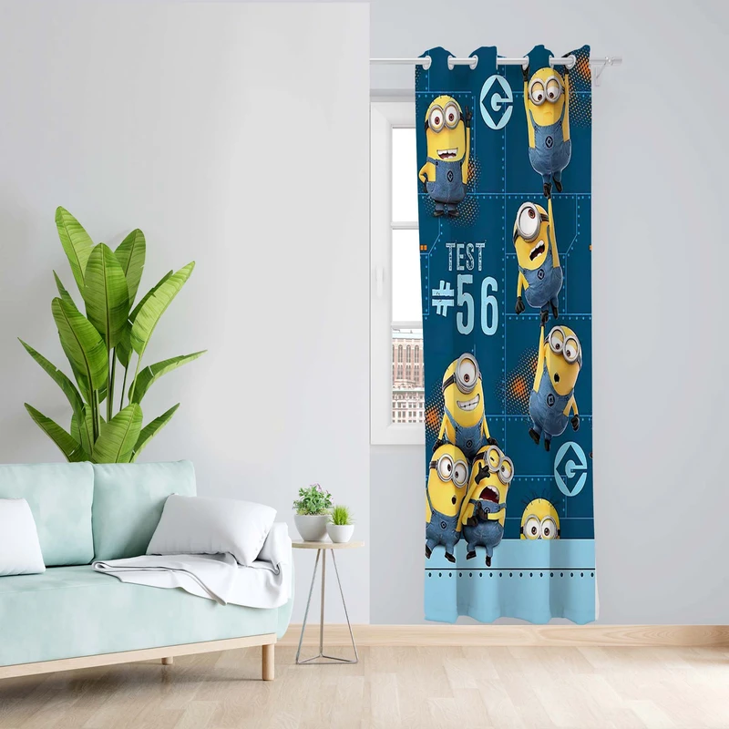 پرده طرح مینیون مدل مخمل پانچی کد 5499 z سایز 140x200 سانتی متر