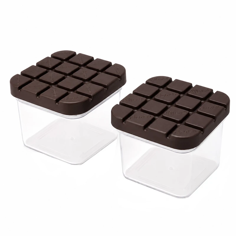 ظرف نگهدارنده با بدنه پلاستیکی مدل CHOCOLATE مناسب برای قرار دادن در یخچال مجموعه دو عددی