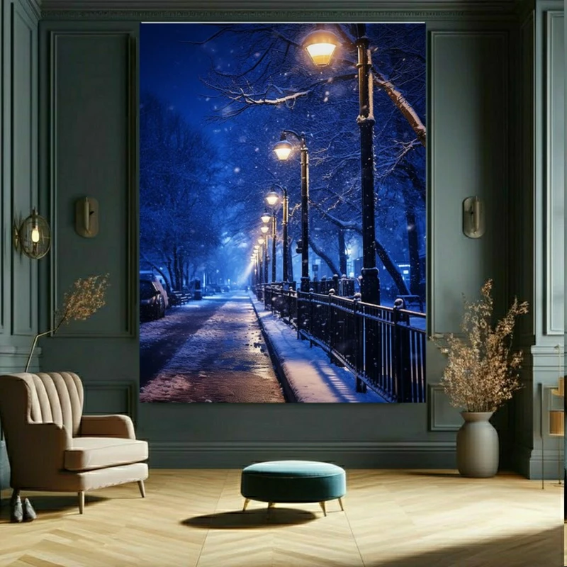 پوستر طرح خیابان مدل شب برفی کد BK23346