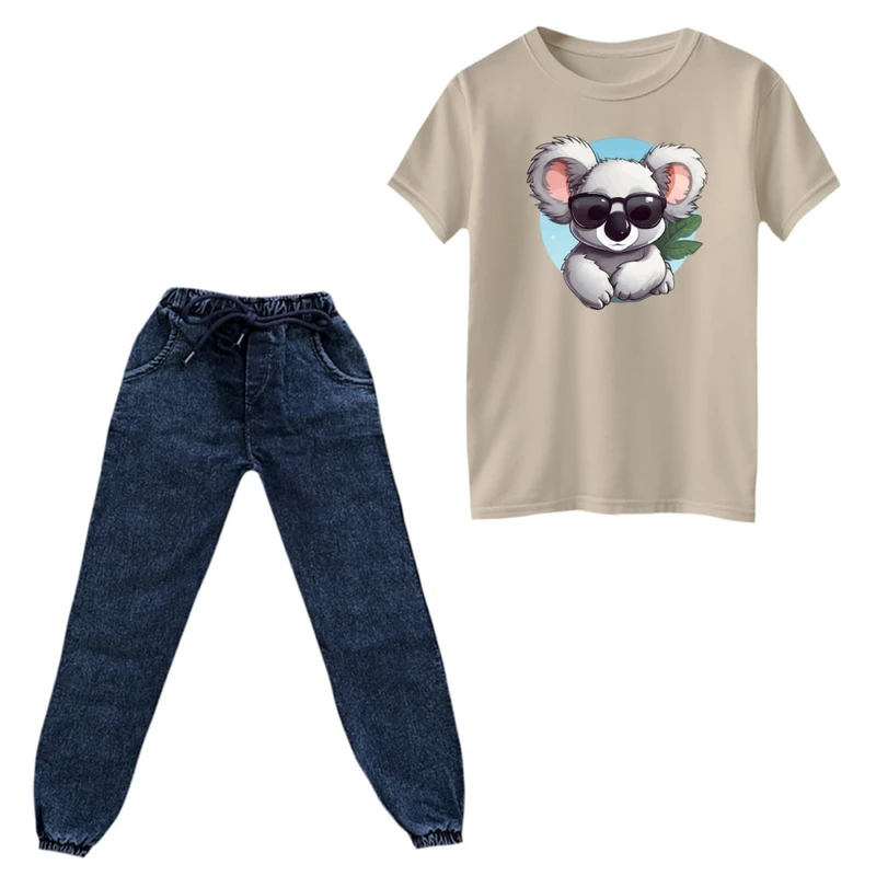 ست تی‌شرت و شلوار پسرانه مدل کوالا و عینک