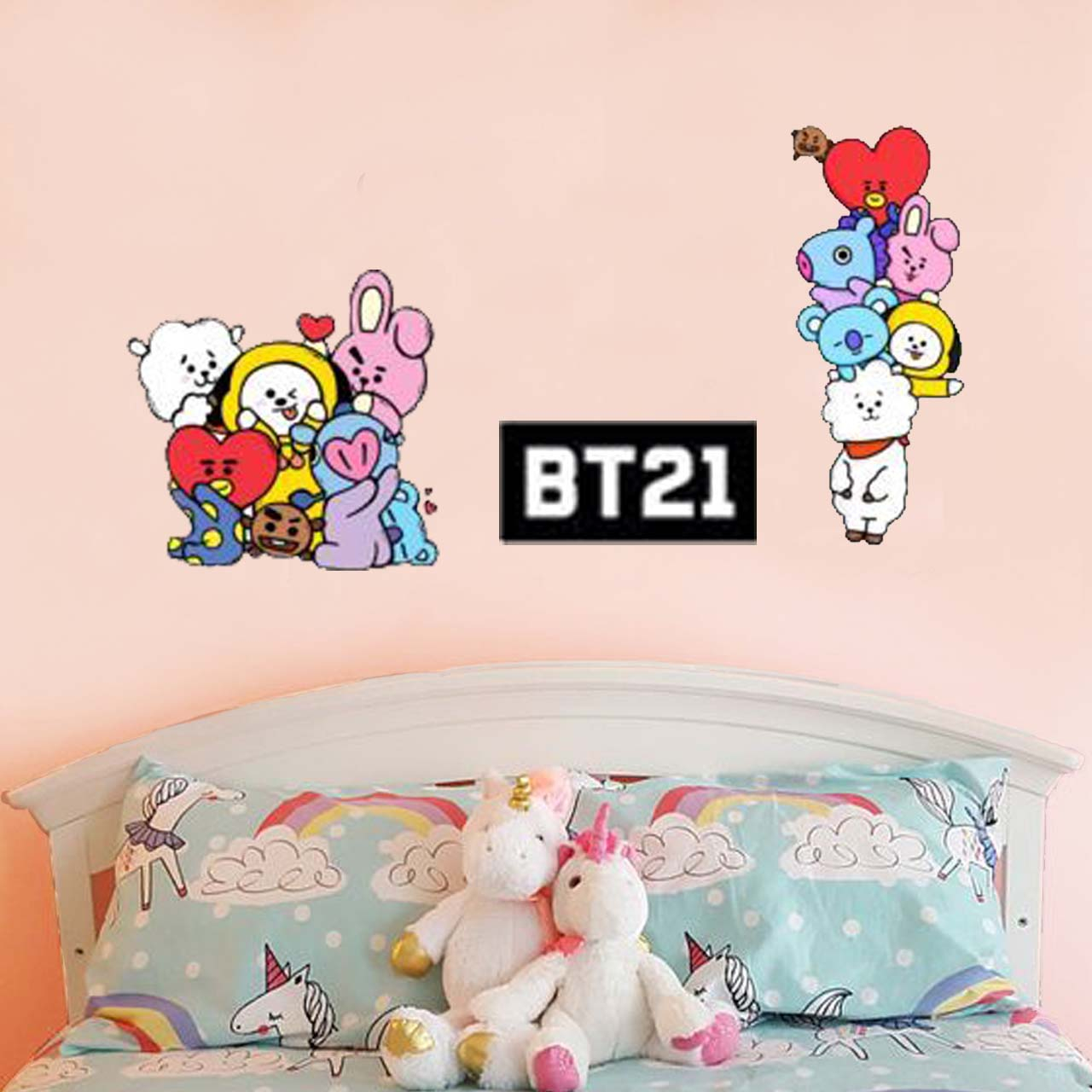     استیکر دیواری هفال طرح bt21 کد M39