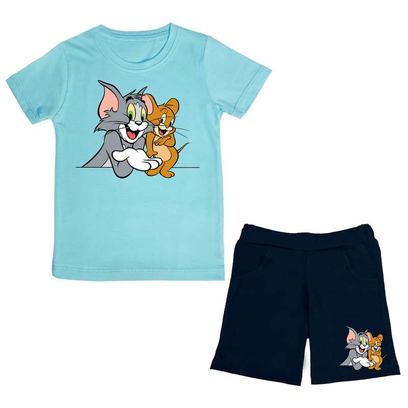 ست تی شرت و شلوارک پسرانه مدل Tom O Jerry BL