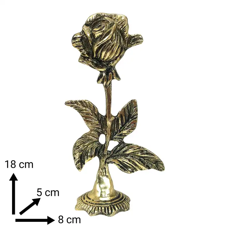 دکوری برنجی مدل تک شاخه رز  پایه دار