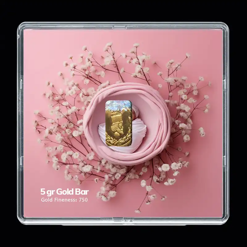 شمش طلا 18 عیار مدوپد مدل نوزاد کد SG-10266