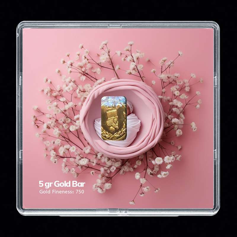 شمش طلا 18 عیار مدوپد مدل نوزاد کد SG-10266