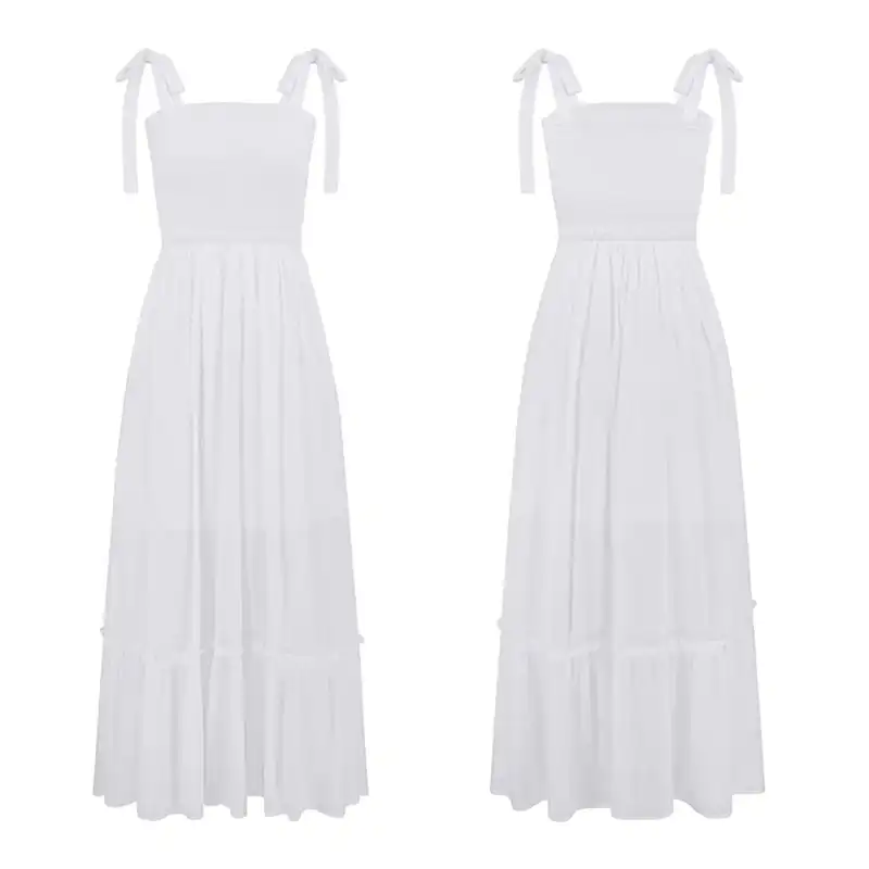 پیراهن زنانه مدل تابستانی بلند رنگ سفید