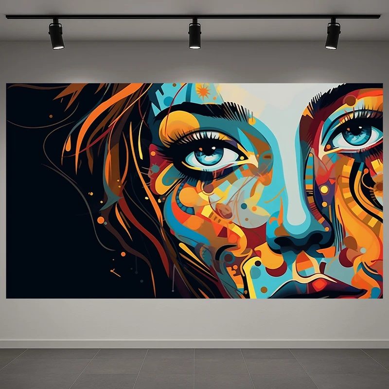 تابلو بوم طرح چهره مدل رنگارنگ (2) کد AR3060357