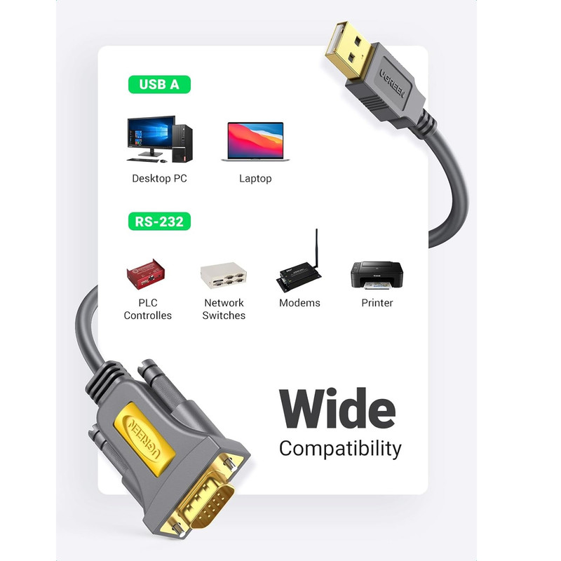 کابل تبدیل USB به DB9-RS232 یوگرین مدل CR107-20218 طول 1 متر