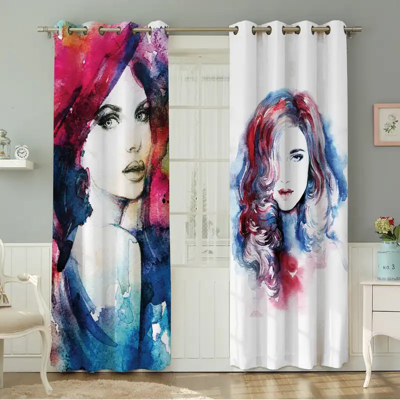 پرده نیروانا طرح چهره مدل هازان کد 4003 سایز 140×280 سانتی متر