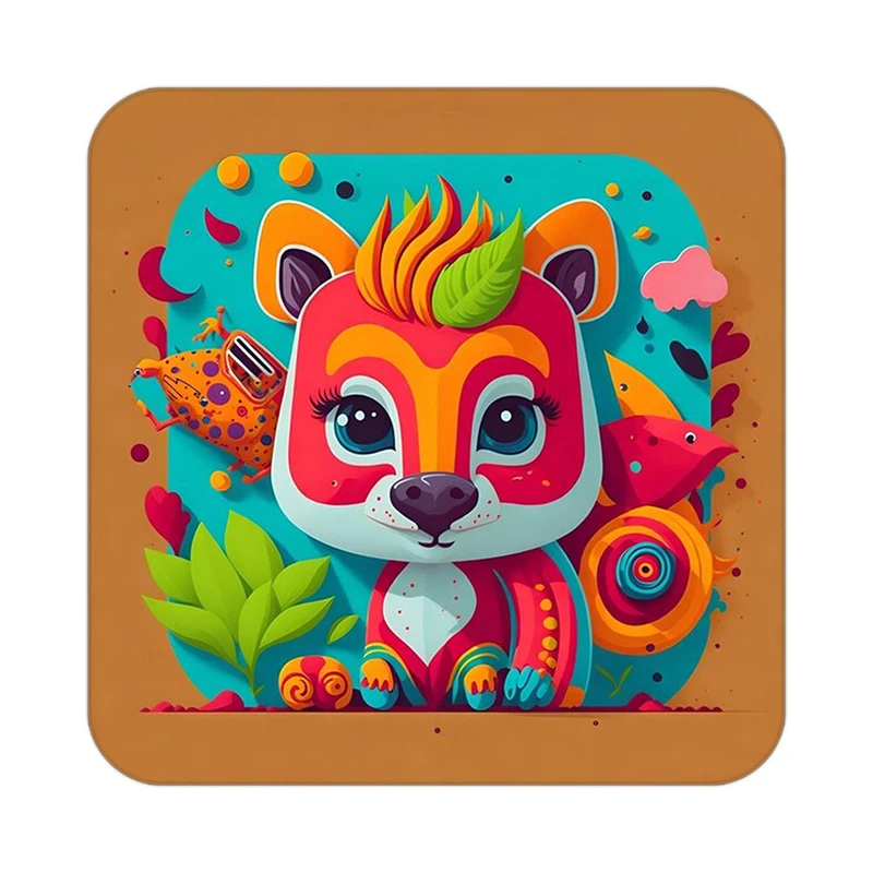 زیر لیوانی کاکتی طرح حیوانات رنگی مدل mp25411