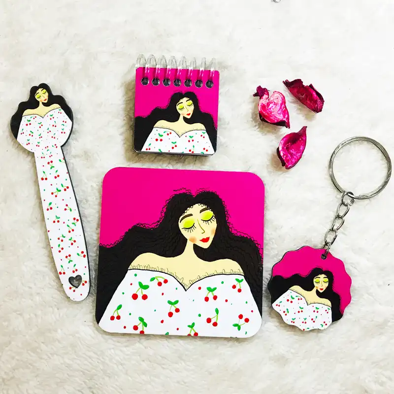 ست لوازم التحریر مدل دختر کد 02 مجموعه 4 عددی