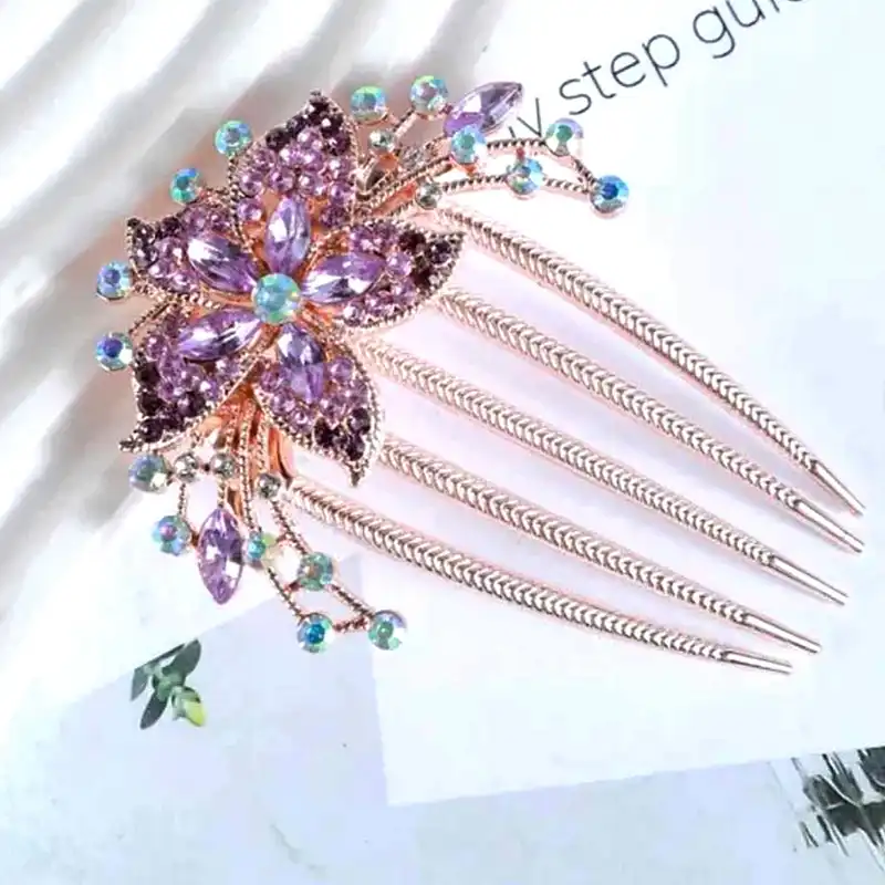 شانه مو زنانه مدل شینیون گل نیم‌تاج کد 29 brg