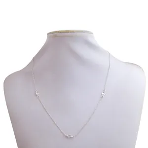 زنجیر نقره زنانه مدل نگین دار کد n3541c