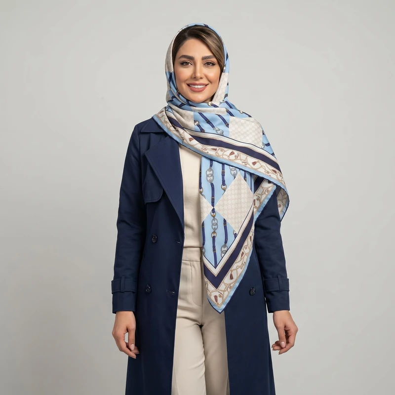 روسری زنانه مدل ابریشم توییل لاکچری مزونی کد 9806
