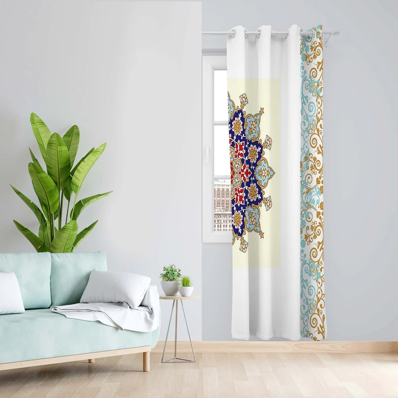 پرده طرح تذهیب مدل مخمل پانچی کد 1435 z سایز 140x200 سانتی متر