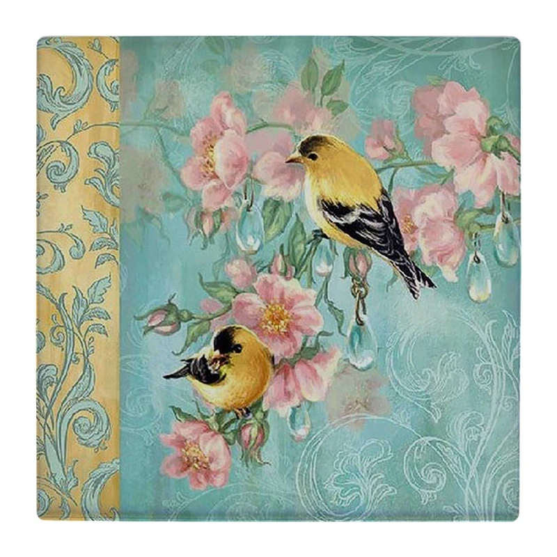 زیر لیوانی  طرح پرنده و شاخه شکوفه کد    4809016_3641